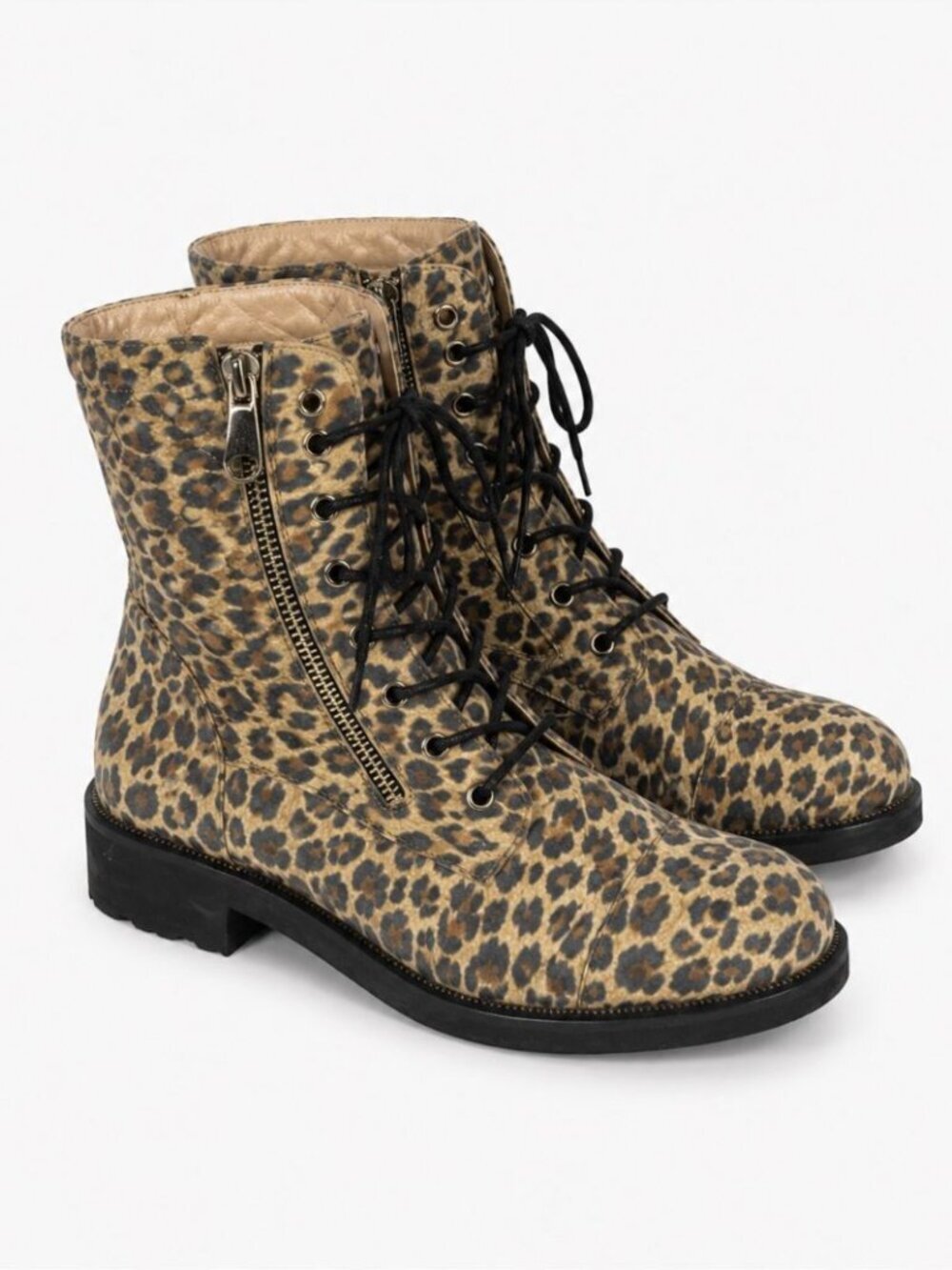 Ron White Weatherproof Leopard Print Ankle Boots Black Laces Combat Size 41